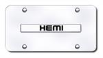 License Plate: Hemi name plate; chrome on chrome