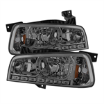 SPYDER 5017642 ( xTune ) Dodge Charger 06-10 1PC LED Crystal Headlights - Smoke