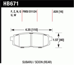 HAWK HB671N.628 Brake Pad