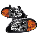 SPYDER 5013408 ( xTune ) Honda Del Sol 93-97 1PC Amber Crystal Headlights - Blac